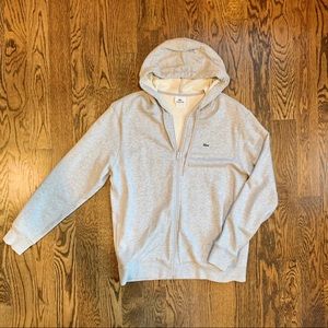 Lacoste plain grey zip up hoodie / sweatshirt
